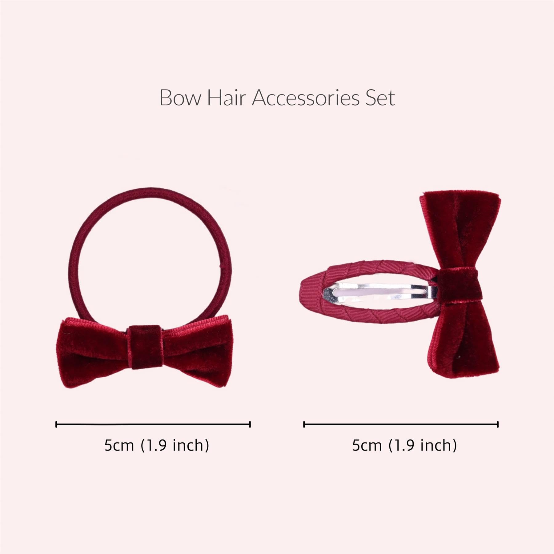 Basic Sense 12pcs Girls' Velvet Bow Hair Accessories - School Hair Clips & Hair Ties Set, Burgundy - Image 3