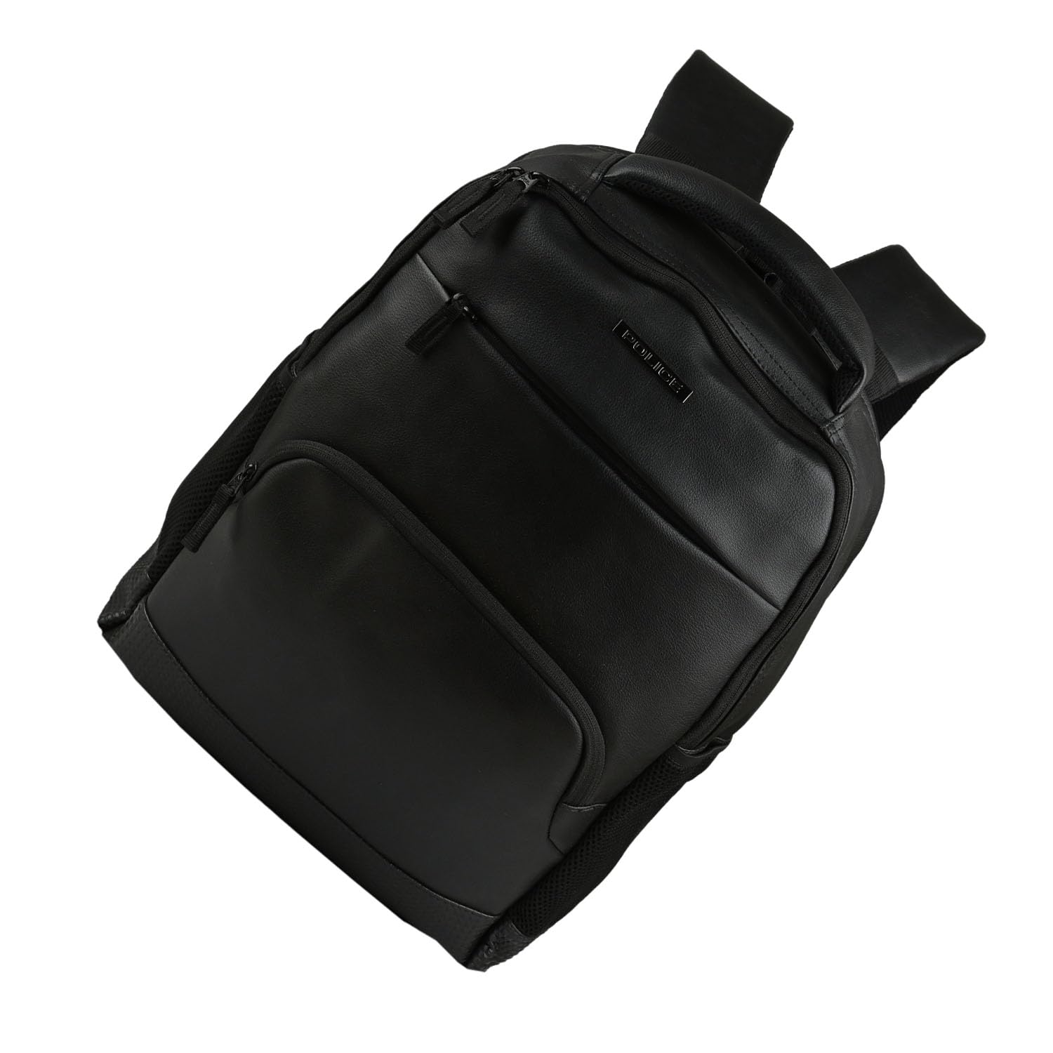 Police Zaino Casual Elegante Nero, in PU, Borsa Computer Lavoro Uomo, Spallacci Imbottiti, Durevole e Resistente, Università 30 L