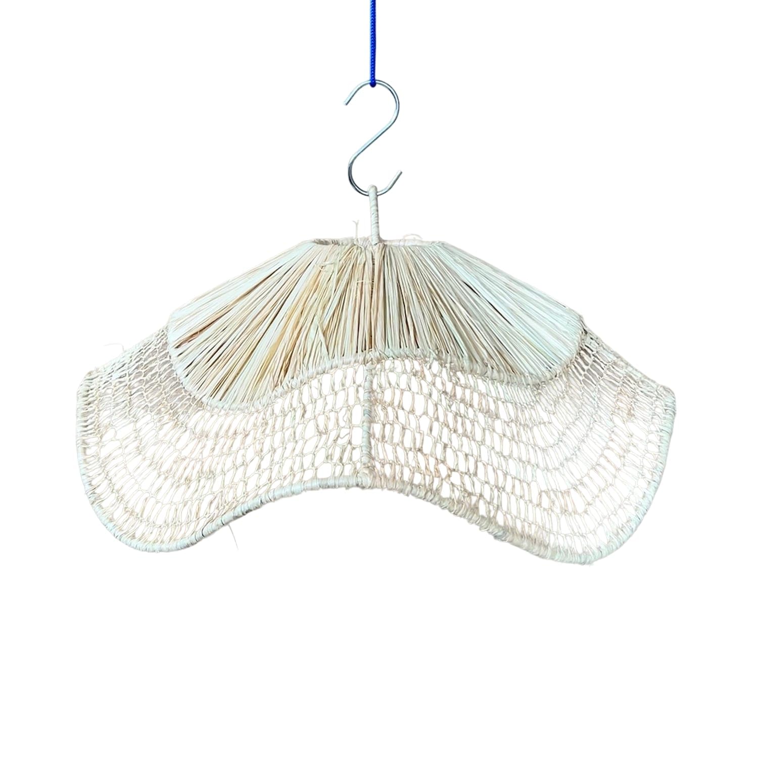 Paralume a Sospensione in Corda,Lampadario Artigianale In Fibra Naturale,Vimini,Rattan,Paglia,Stile Etnico Marocchino,Rustico Mediterraneo,Boho Chic,Indonesiano,Interni ed Esterni Ø40x25cm 2805261412