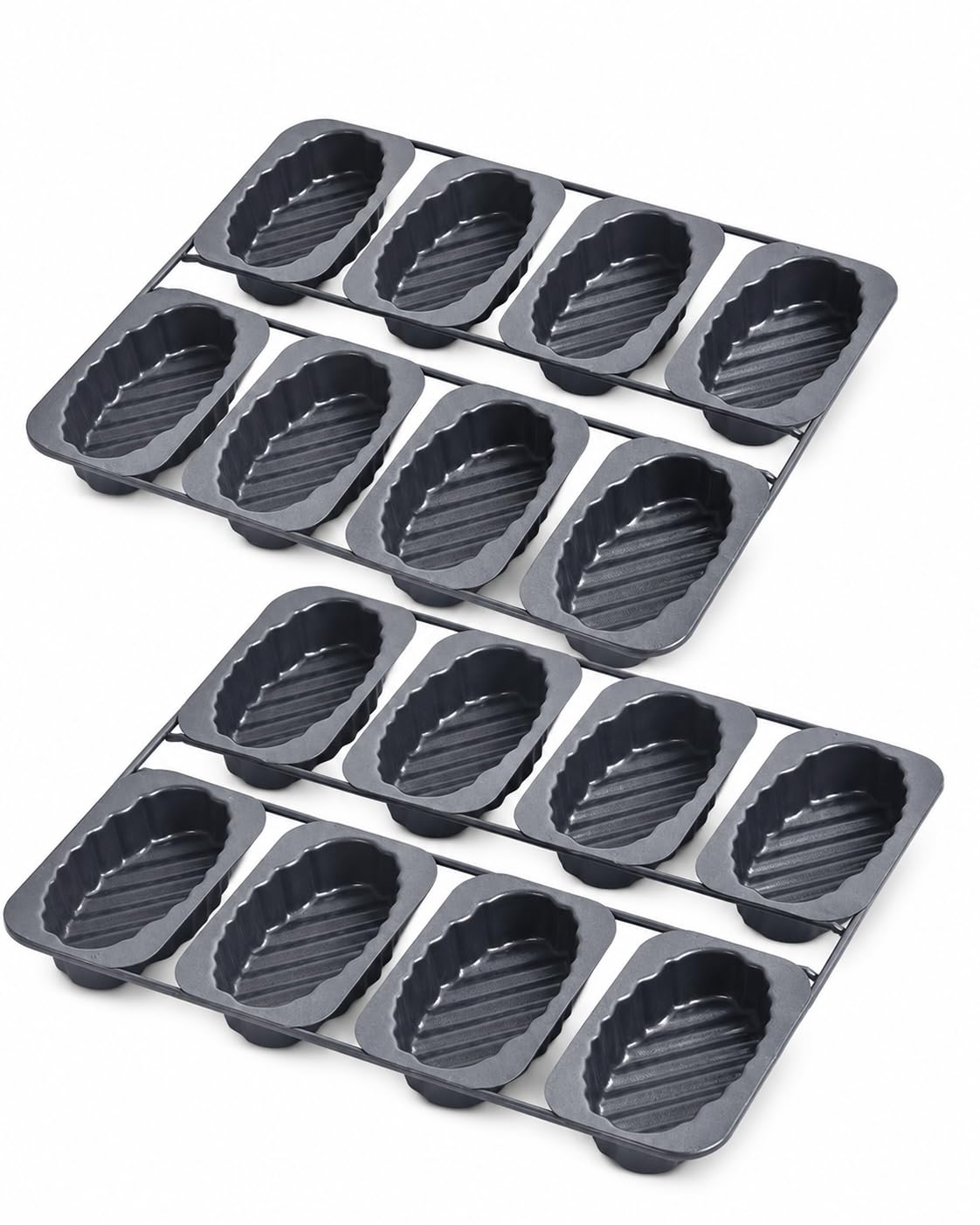 Paquete De 2 Sartenes Ovaladas Para Tarta De 8 Cavidades, Antiadherentes | Paquete de 2 / 8 Cavidades / Sartenes de Tarta Ovaladas / Antiadherentes / Acero al Carbono / Moldes para Hornear