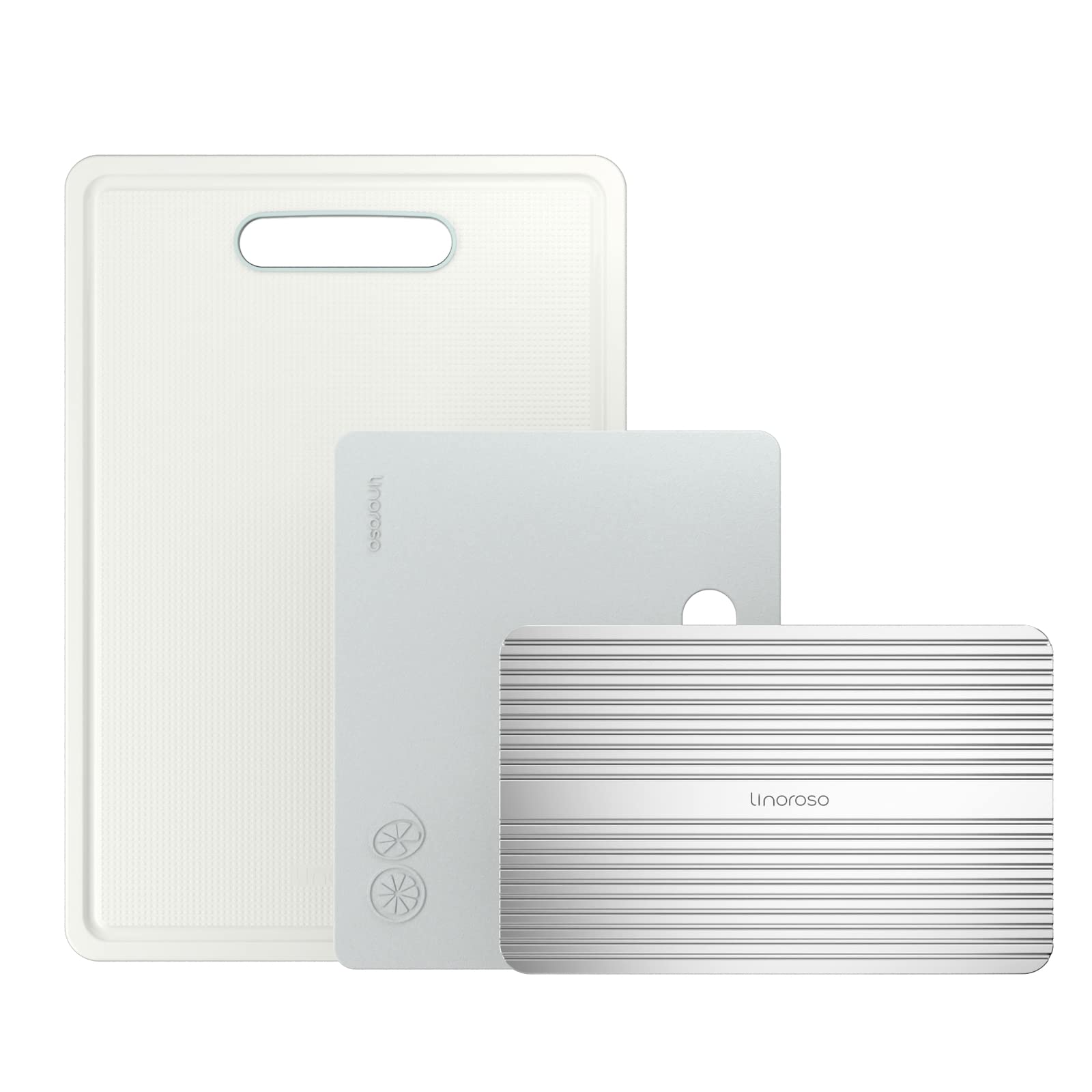 linoroso Set di 3 Taglieri da Cucina in Plastica con Scivolo per Il Succo, Tagliere per Scongelare la Frutta Tagliere Antiscivolo Antibatteri Lavabile in Lavastoviglie - Verde