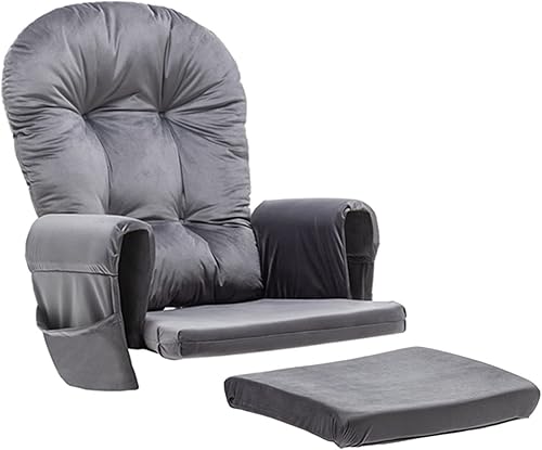 Miniatura 10 de Paddie Glider Rocker - Cojines de repuesto de terciopelo con almacenamiento, juego de cojines para silla mecedora con lazos, 5 unidades, color beige