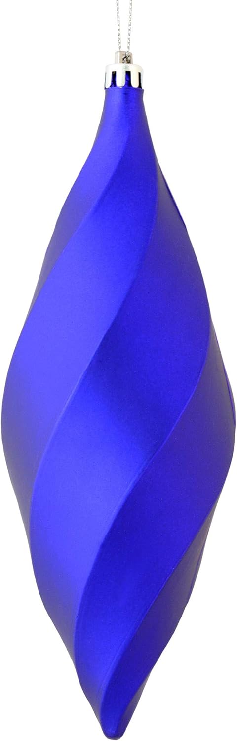 Vickerman 8" Matte Swirl Finial Ornament, Shatterproof Plastic, Holiday Christmas Tree Decoration, 6 Pack, Purple