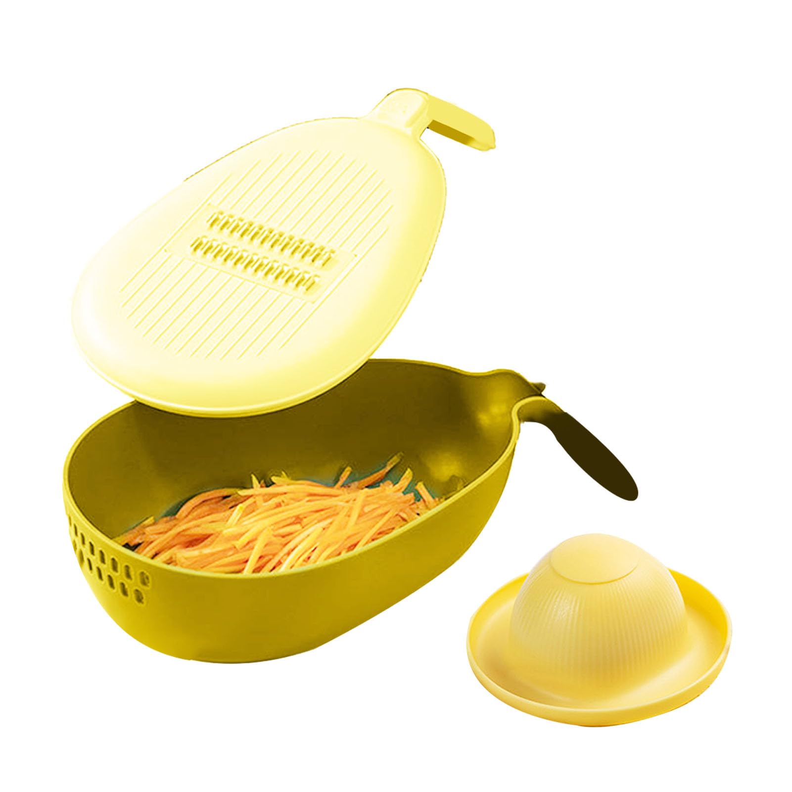 Handheld multifunctional anti injury potato carrot cucumber shredding slicing pattern machine for home kitchen commercial restaurant (Yellow)