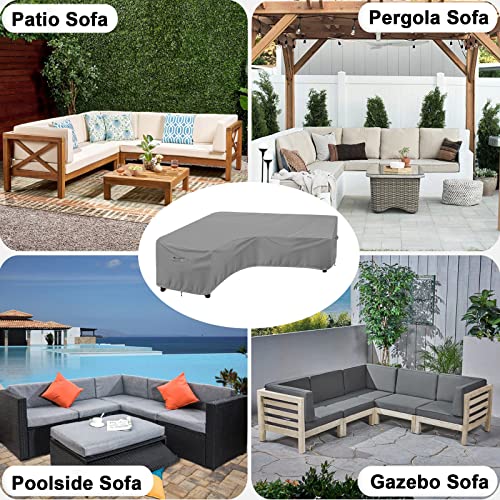 Outdoorlines Waterproof Outdoor Patio Sectional Cover - Uv Resistant & Windproof V-Shaped Patio Furniture Covers For Deck, Lawn And Backyard, 420D Heavy Duty Couch Cover 89" L (On Each Side) Gray #TOP7