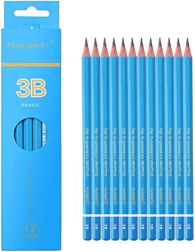 Miniatura 1 de Lápices de dibujo 3B para dibujar 3B, 12 lápices de dibujo artísticos profesionales para sombrear, dibujar y garabatear  Lápiz de grafito para