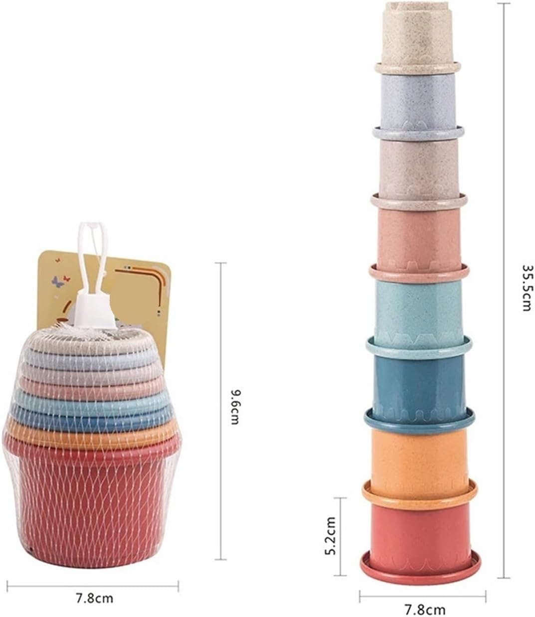 Genérico Stacking Cups Toy for Rabbits, Multi-Colored Reusable Small Animals Puzzle Toys for Hiding Grass Playing Pet(8Cups)
