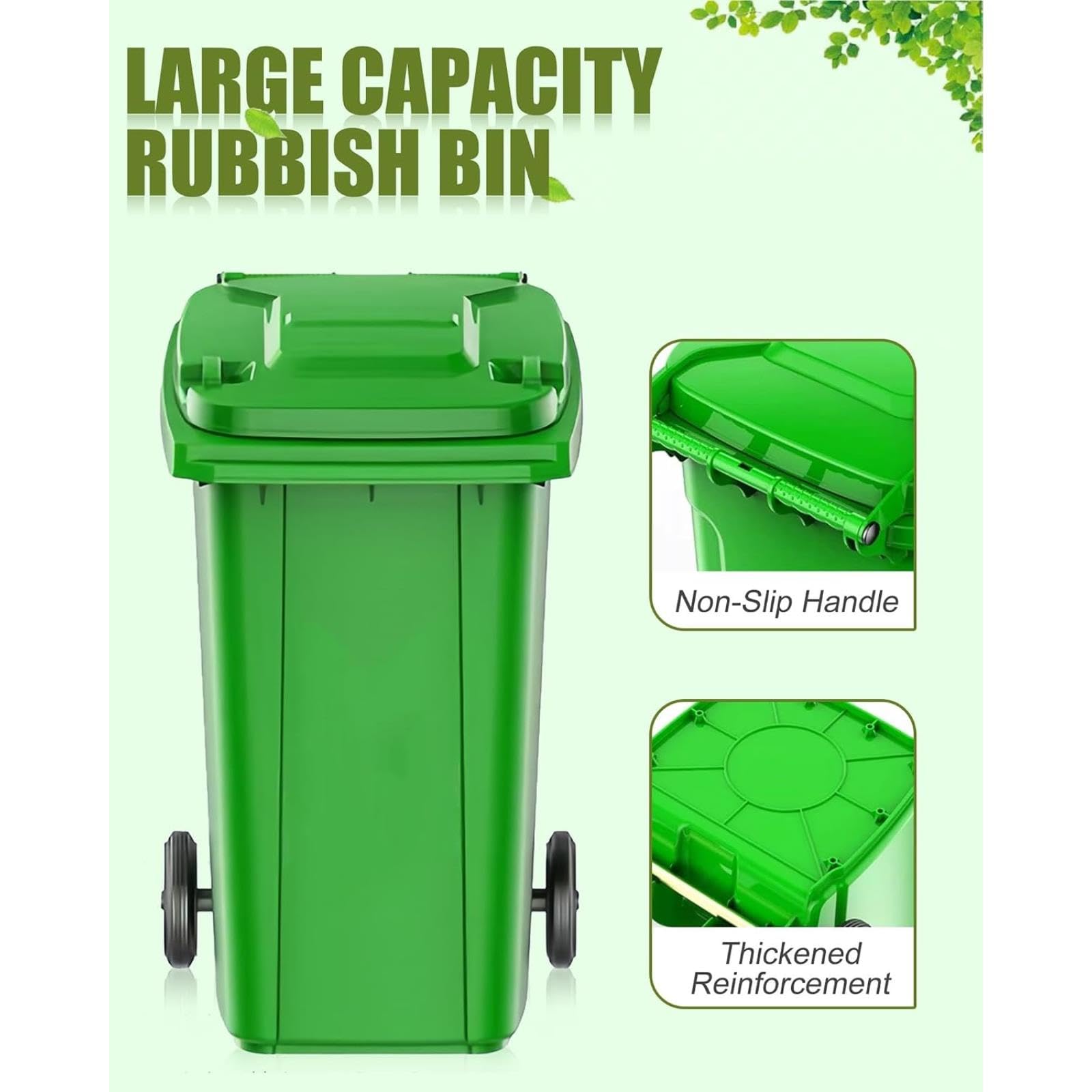 Pattumiera da Esterno con Ruote, Coperchio E 100 Sacchi per La Spazzatura Inclusi, Ideale per Patii, Cucine E Aree Esterne per Eventi all;Aperto. (Red 53 Gallon)