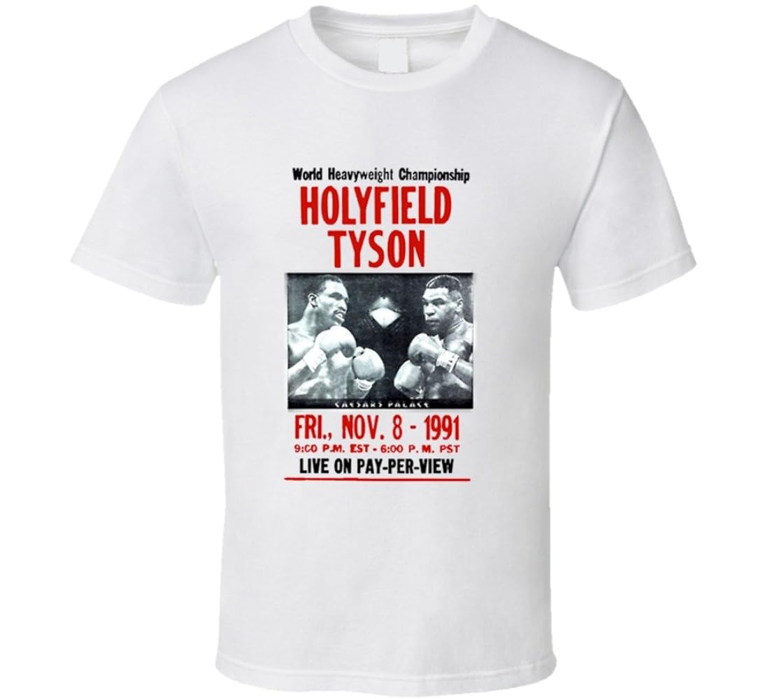 Holyfield vs Tyson ボクシングTシャツ Mike Tyson Vs Holyfield Ii Retro Boxing T Shirt S Black