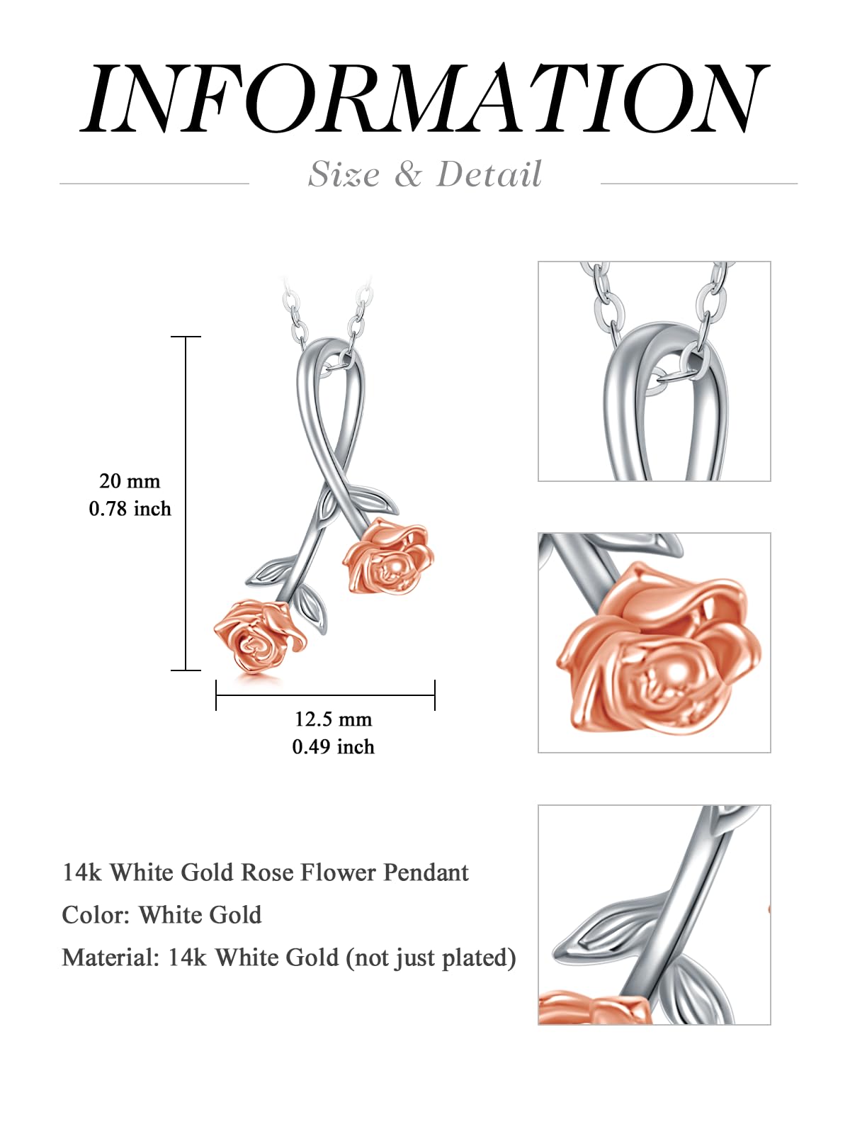 14 Karat Massivgold Blume/Sonnenblume/Rose/Tulpen-Halsketten für Frauen, Goldblumen-Anhänger, Halskette, Schmuck, Geschenke für sie, Mutter, Ehefrau, Freundin, Jahrestag, Valentinstag, Weihnachten