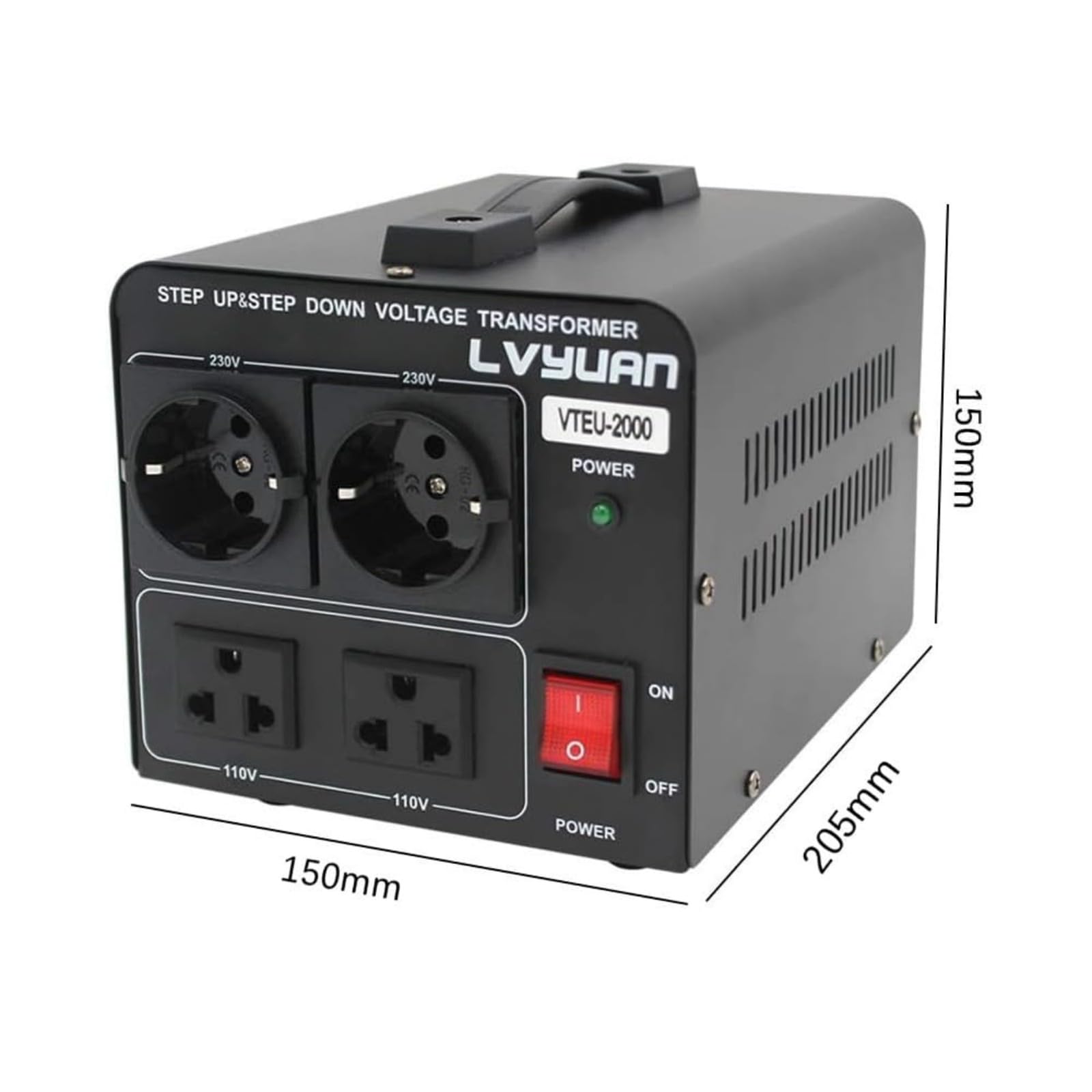 Transformador de núcleo toroidal de 2000 VA 110 V, 2000 W, entrada: 110 V o 220 V/salida: 110 V y 220 V – Cantonape 2000 W