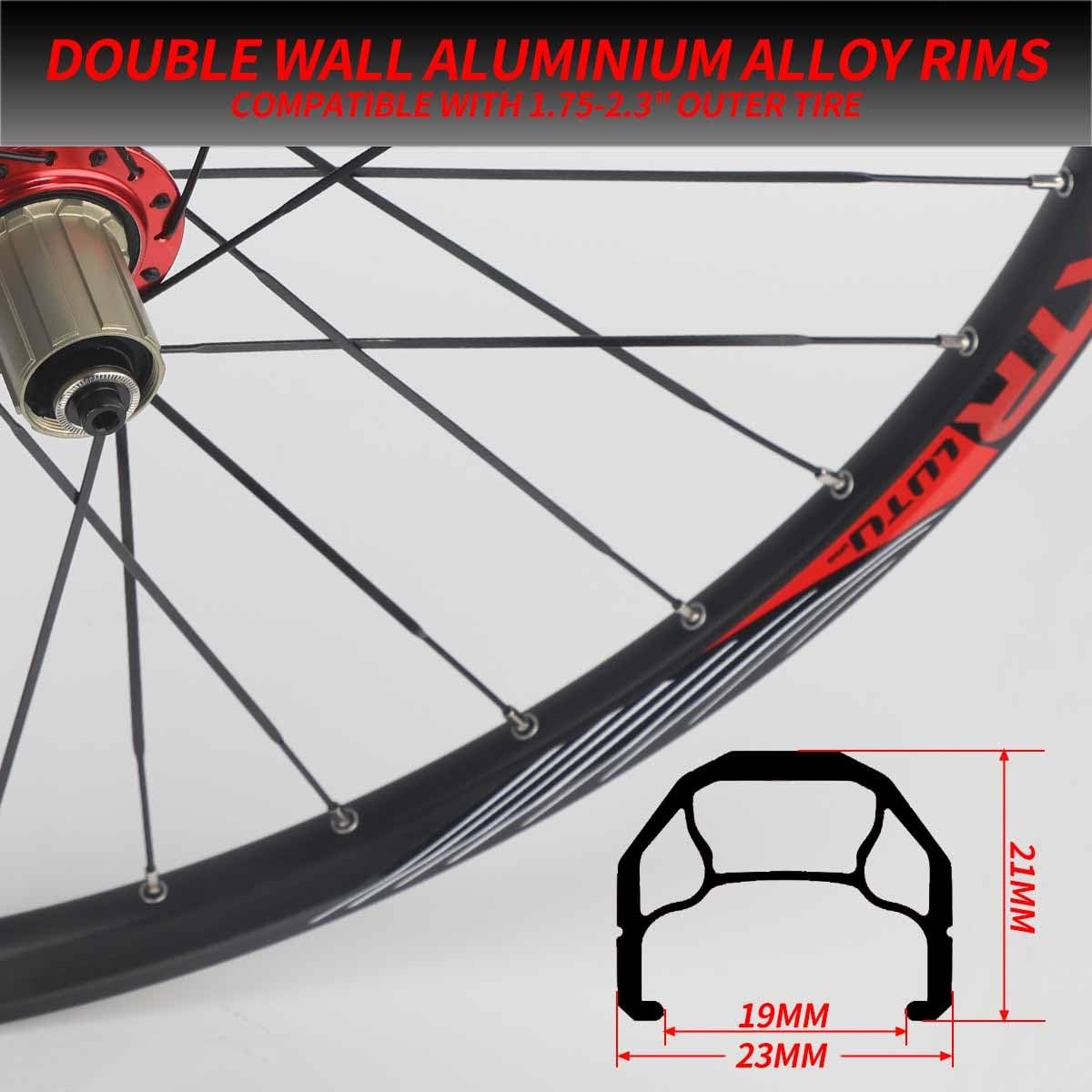 Juego De Ruedas De Bicicleta De Montaña 26" 27.5" 29", Cassette De 8 9 10 Y 11 Velocidades, Llantas De Aluminio De Doble Pared con Freno De Disco, Neumáticos De 1.75 A 2.3",100/135mm QR