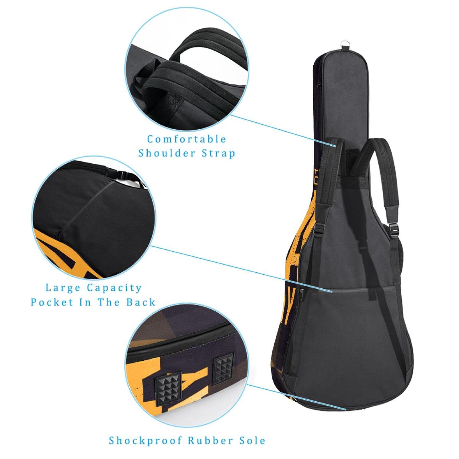 Borsa per chitarra acustica da 42 pollici con zaino imbottito spesso antiurto per chitarra classica Bass Folk Jazz Day Music Festival