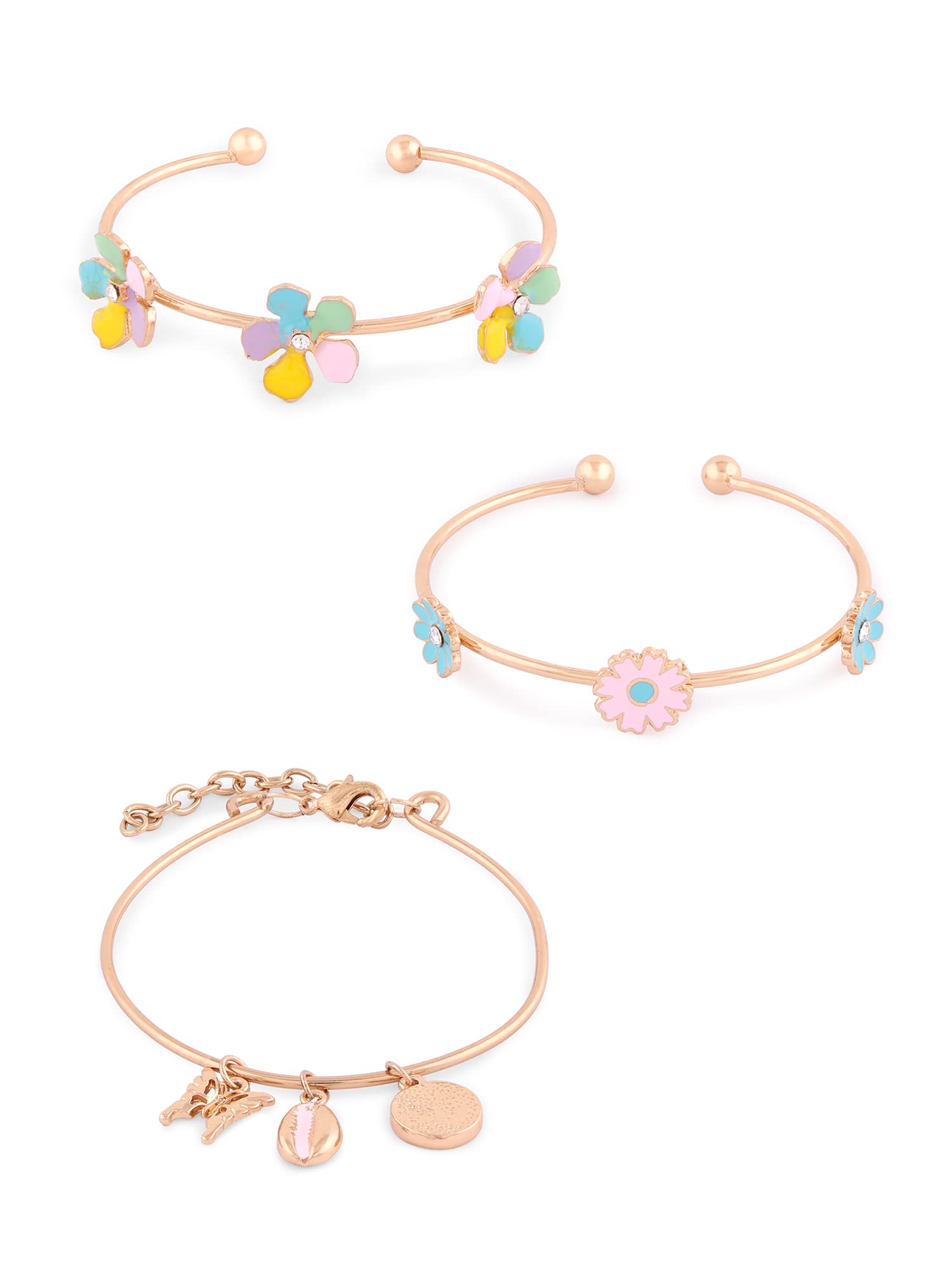 ZAVERI PEARLS Set of 3 Multi Pastel Colors Floral Design Contemporary Stack Bracelets For Women-ZPFK14550 (B0BCGGZ5GV) Amazon Price History, Amazon Price Tracker