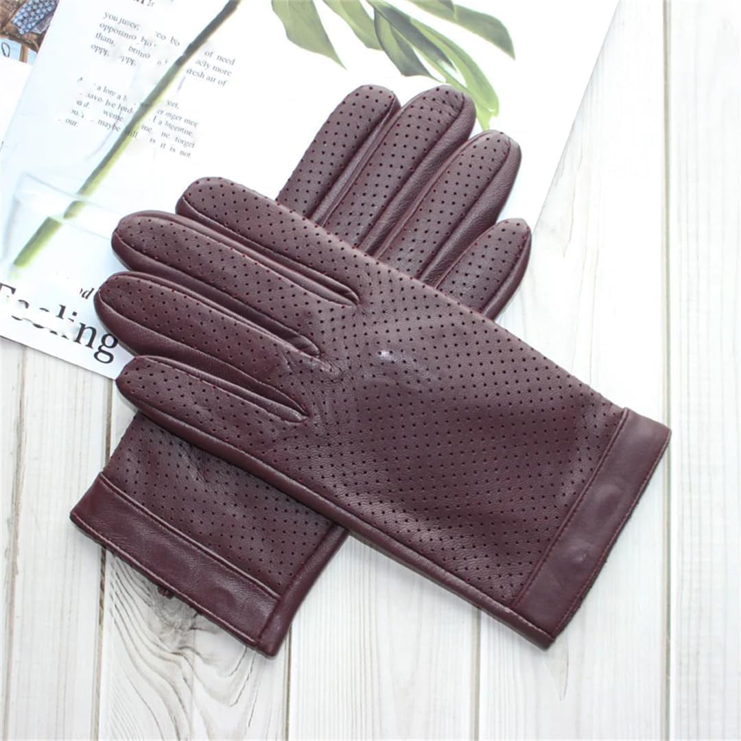 Guanti in Pelle di Pecora con Touch Screen Sottile Guanti da Ciclismo Caldi da Uomo Guanti Traspiranti Cavi in ​​Rete