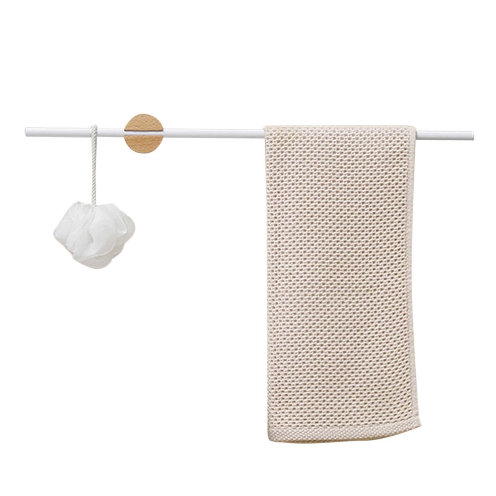 Toallero adhesivo para montaje en pared, sin taladrar, de madera/aluminio, color negro, 40 cm