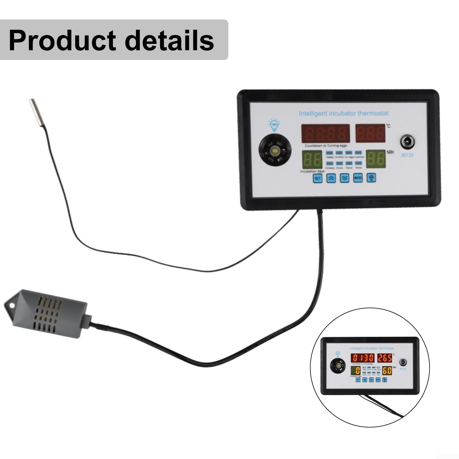 Inkubator-Thermostat, 12 V, intelligent, 110 ℃ ZFX-W9002, Huhn, Ente, Gänseeier, automatisches Drehen, Heimwasserbett-Temperaturregler