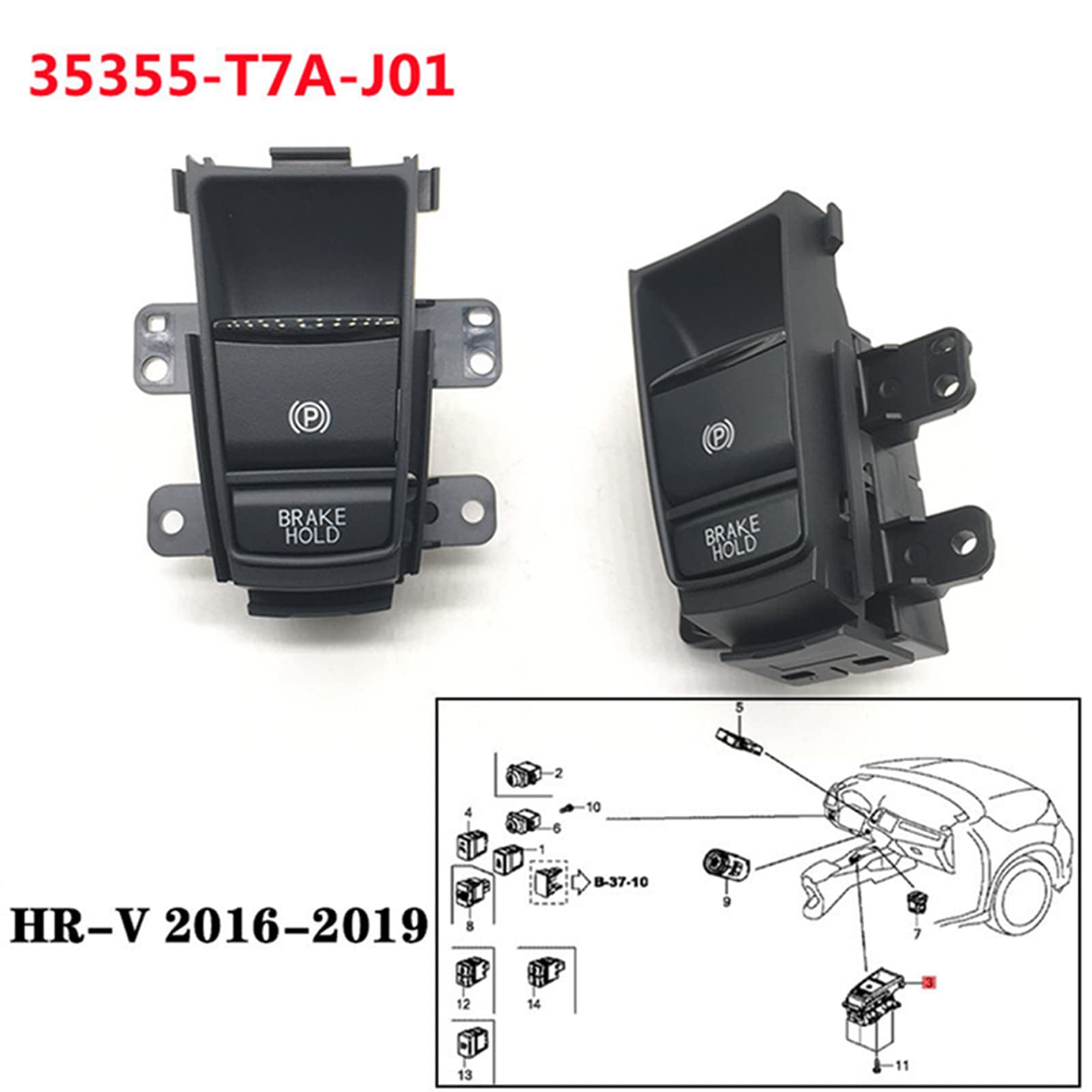 Interruptor de freno de mano eléctrico de 12 pines, interruptor de retención de freno ABS para accesorio de coche HRV XRV VEZEL 35355-T7A-J01