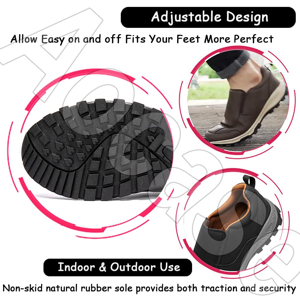 Chaussure de Marche Hommes Chaussures Slip on Sneakers Chaussure sans Lacets De Course Sport Casual Chaussures De Respirantes Légères Outdoor Shoes Confortables,Light Brown,43/265mm
