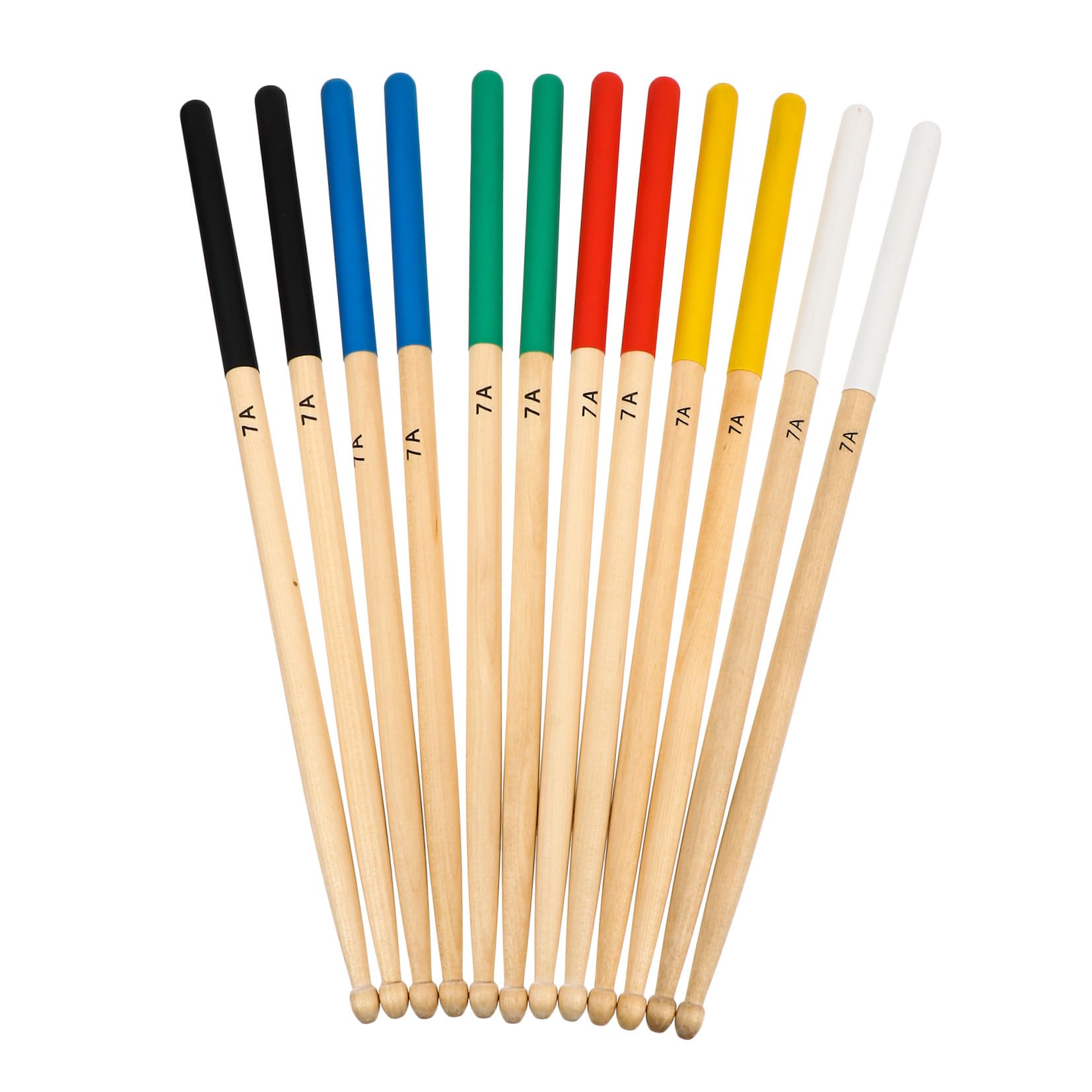 BESTonZON Baguettes de Batterie en Érable 7a Antidérapantes 6 Paires Multicolores pour Pratique Musicale et Performance en Groupe