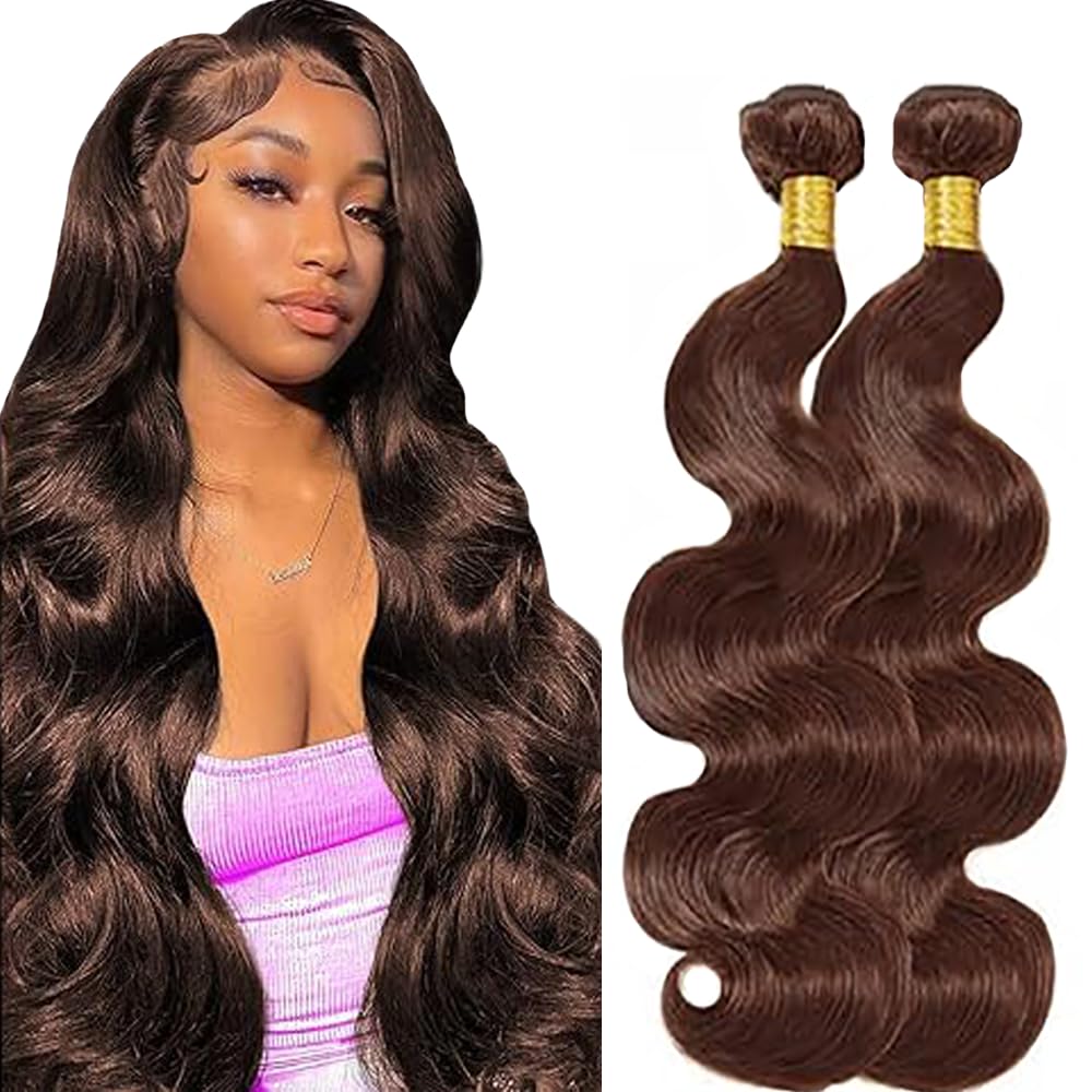 Extensiones de pelo humano virgen premium Body Wave, 2 paquetes sin procesar marrón 8