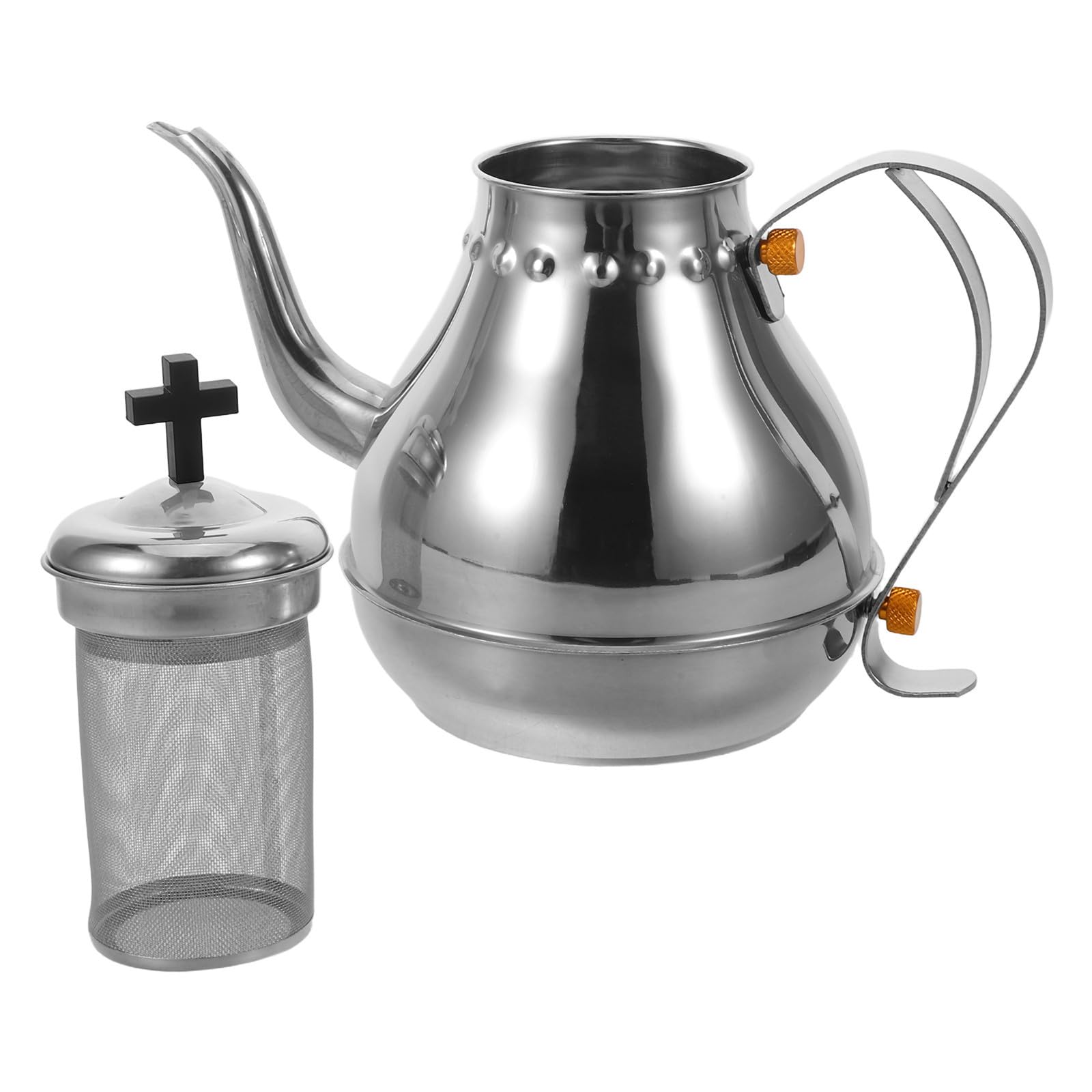 Hervidor de Agua de Acero Inoxidable 1.2 L Diseño Elegante de Cruz para Comunión y Reuniones al Aire Libre, Manejo Cómodo y Fácil de Limpiar