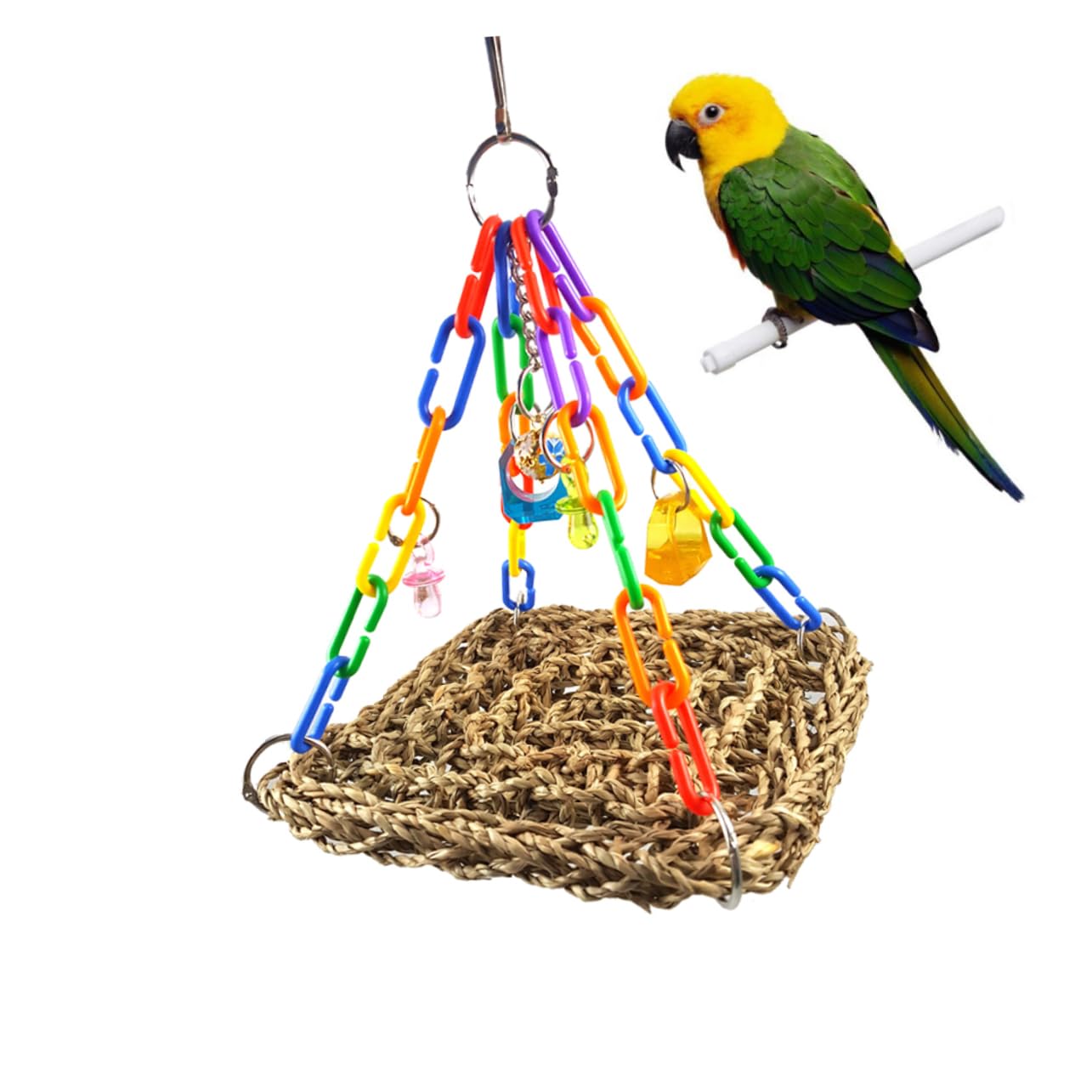 DOITOOL 3pezzi Giochi Per Pappagalli Altalena e Amaca Per Uccelli Trespolo Da Arrampicata Per Pappagalli Di Piccole Giocattolo Da Rosicchiare Per Uccelli Domestici
