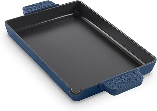 Zakarian by Dash - Sartén antiadherente de hierro fundido de 9 x 13 pulgadas con boquilla vertida y agarres de silicona extraíbles para secar,