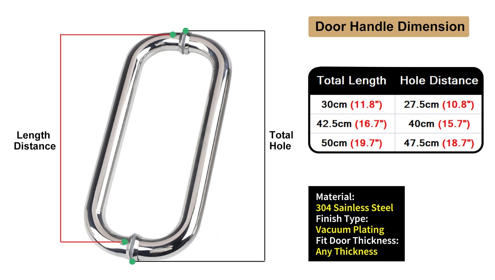 Maniglia per Porta del granaio Maniglia per Porta Scorrevole a Forma di O, maniglione Industriale Montato su Entrambi i Lati per Porte in Legno/Vetro/Metallo, pomello per Porta MOD