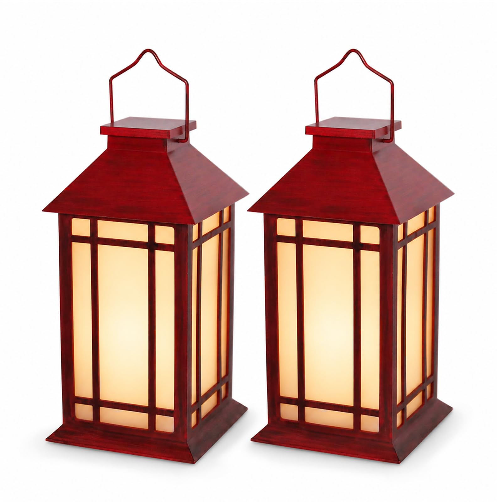Bdor 13 Inch Christmas Outdoor Decorative Lanterns with Candle Timer 2 Pack