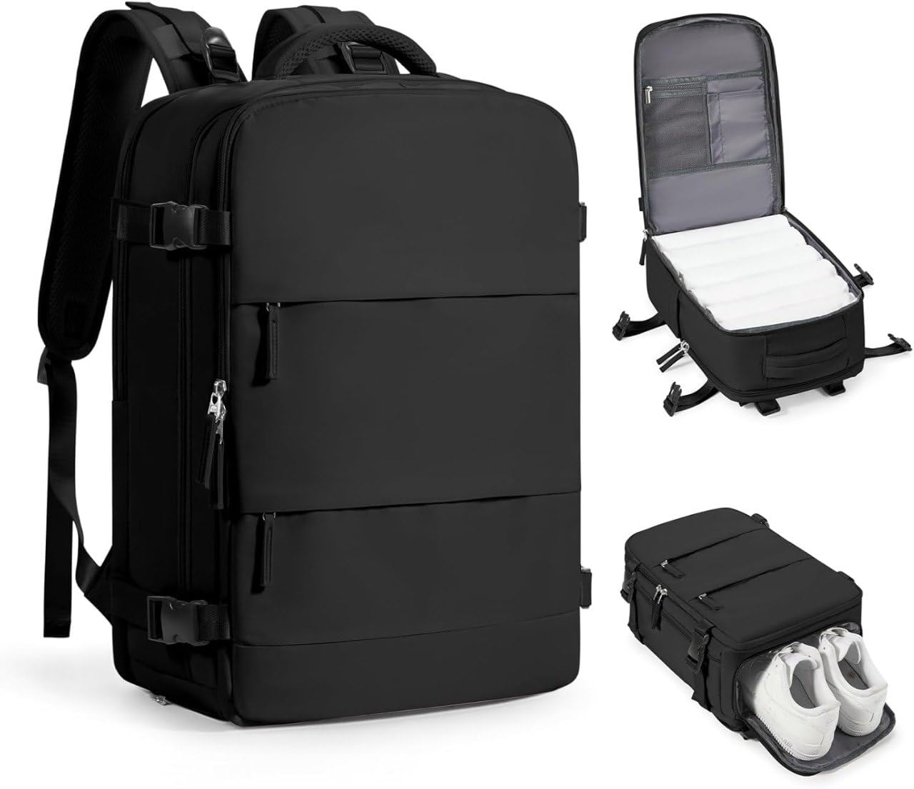 Kridix Large Black Carry on Flight Approved Mochila De Viaje Personal Item for Airlines Frontier Bag Men Vacuum Luggage-image-20