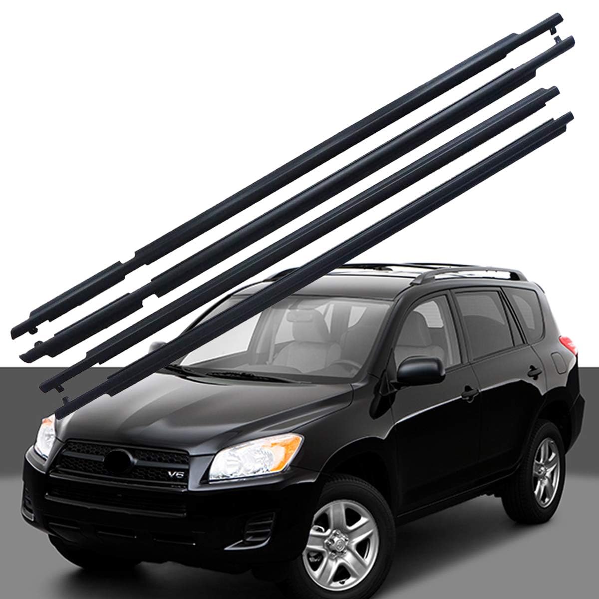 Window Moulding Trim Seal Belt Fit for Toyota RAV4 2009-2012 Weatherstrip Window Outside Weatherproof Seal Front Rear Left Driver & Right Passenger Side, 4Pcs