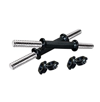 Spanco Silver Color CRC Pipe Inside Concrete with Plastic Nuts Dumbell Rod Pair Perfect for Home and Training Purpose for Exercise, Muscle Building, Fat Burning, Tummy Reducing and Fitness Workout - image, photos