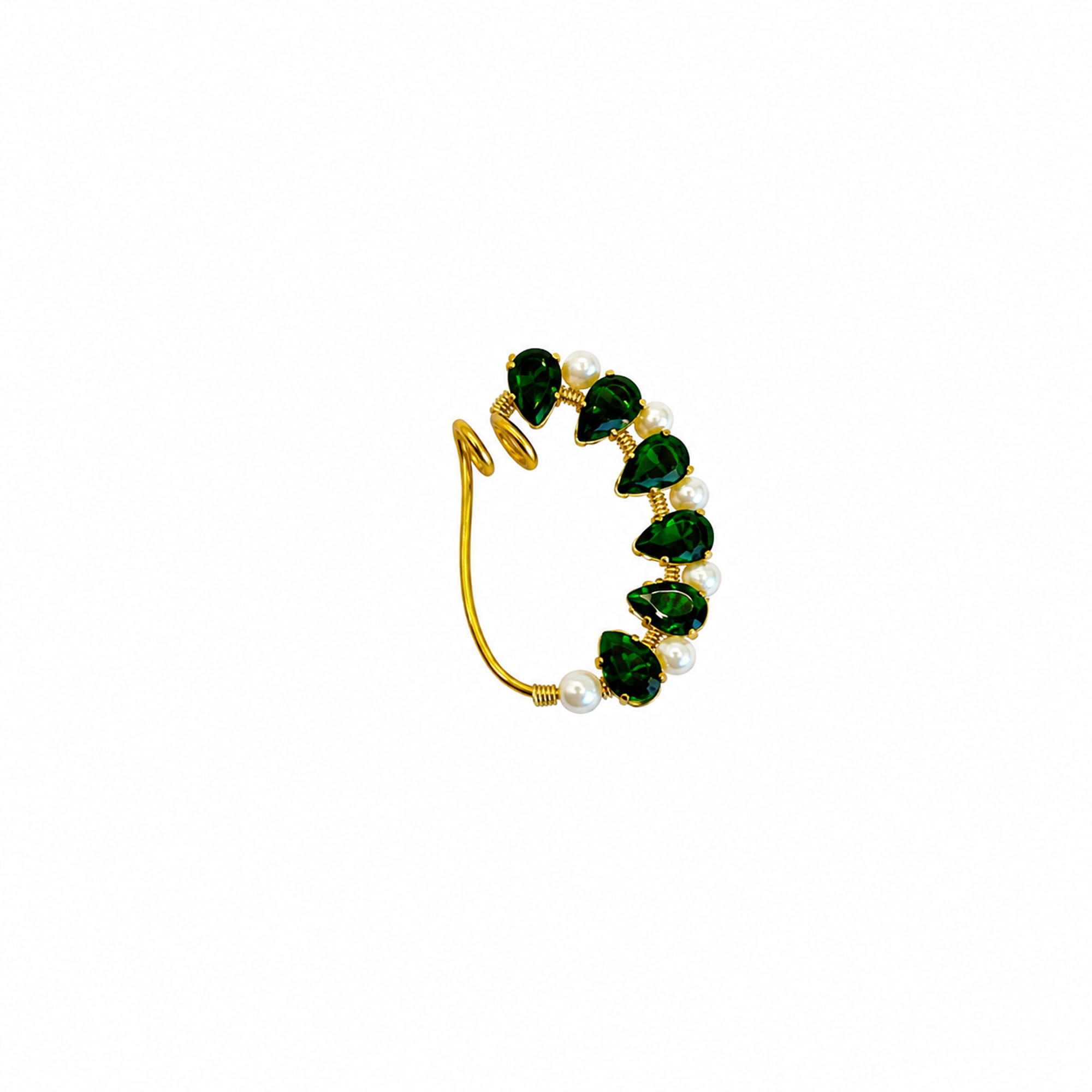 Shahi Pink Kundan Nath Nose Ring for Women | Pearl Studded Gold Plated Clip-On Nose Pin | No Piercing Required Bridal Nathni for Wedding, Saree-image-36