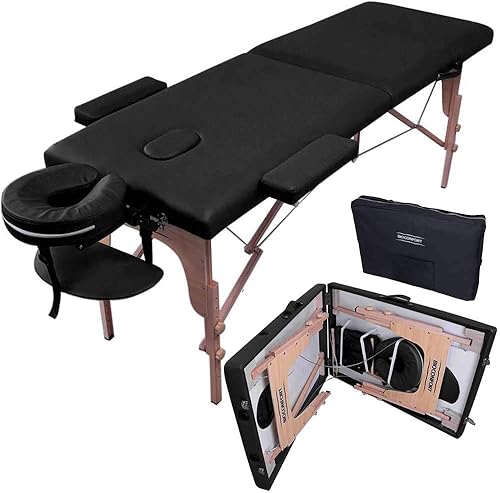 Cama masaje Camilla 180X60cm Plegable Portatil Fisioterapia Faciales Tatuaje Ligera SPA (Negro)