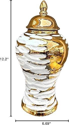 Miniatura 8 de Fenteer Tarros de porcelana de jengibre, colección de macetas de almacenamiento con tapa, centros de mesa de escritorio, jarrón de flores