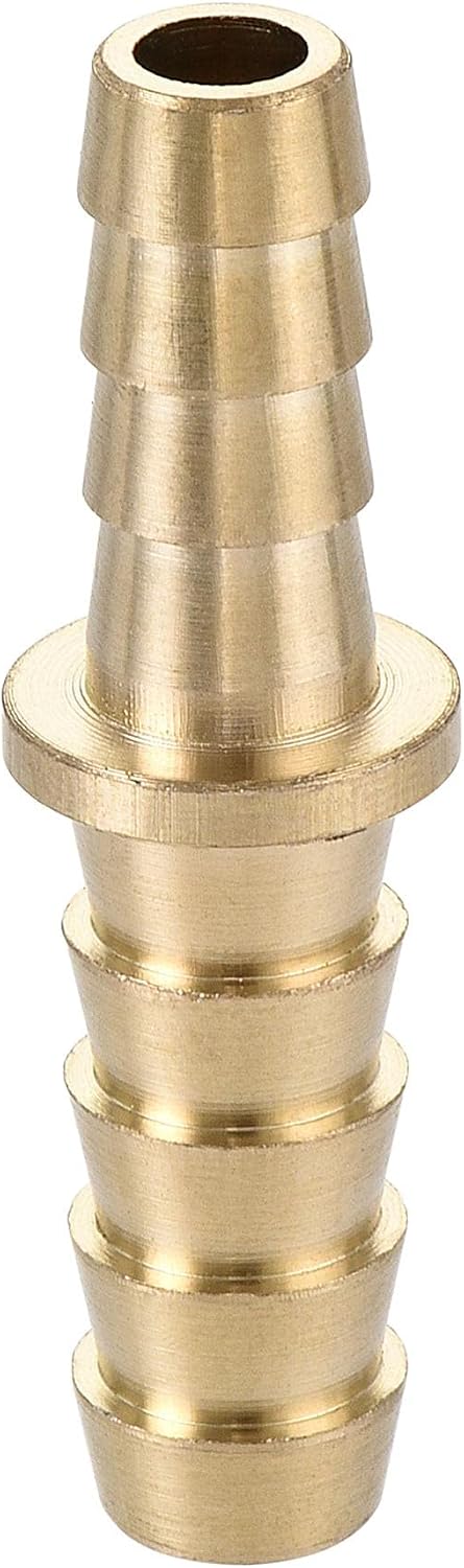 sourcing map Hose Barb Fitting, 5/16 to 1/4 Inch Brass Hollow Straight Quick Connector for Water Fuel Air Oil Gas