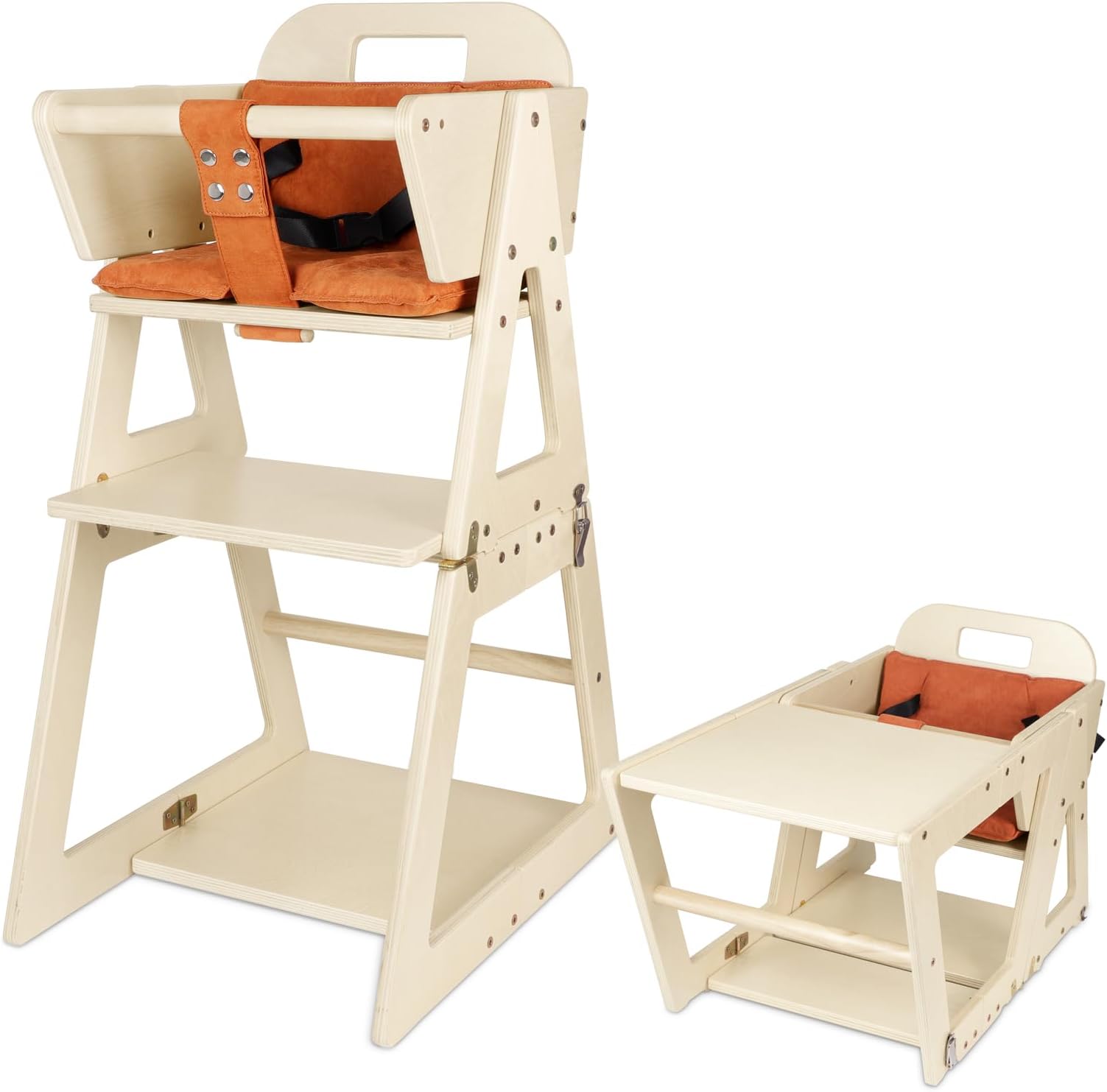 Babyhug Reine Wooden Dinning High Chair With Cushion - Natural