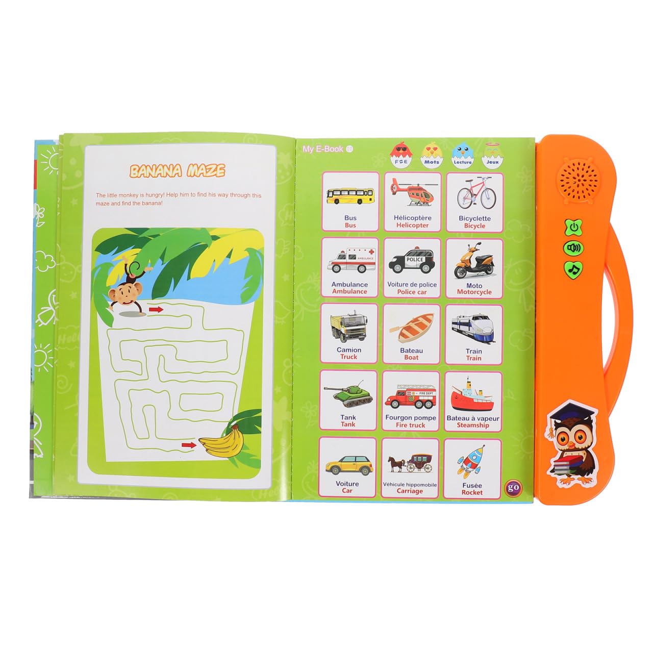 BESPORTBLE French Sound Books for Kids Interactive Learning Toy Toddler Busy Book Ages 1-3 Preschool Activity Educational Game Orange