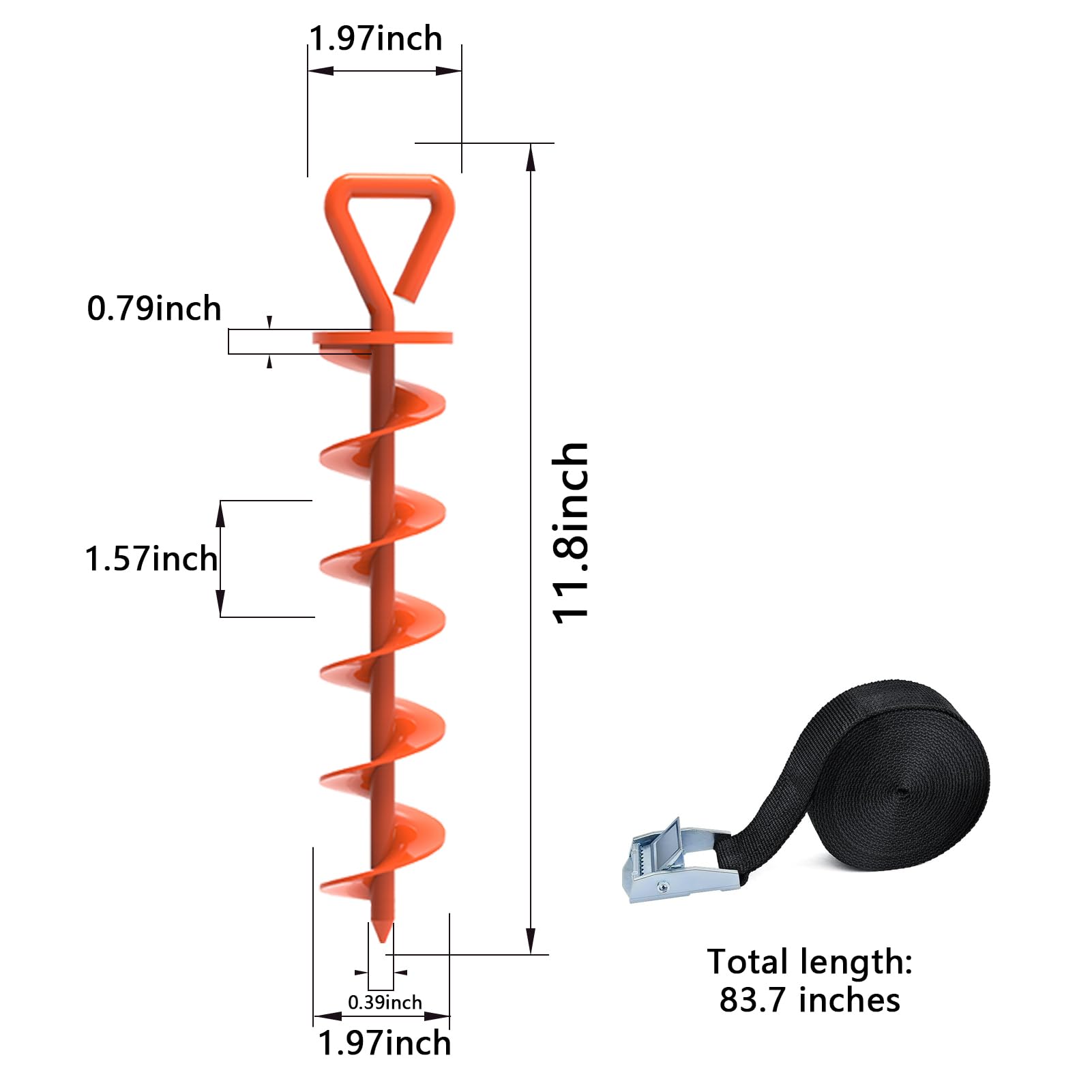 Eurmax Lot de 10 piquets de Tente Multi-usages en Acier Robuste de 30,5 cm pour Camping, auvent et bâche avec 4 Cordes de 3 m de Long (Orange)