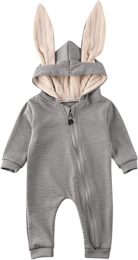 BABISFLY 0-24M Newborn Baby Romper for Boys Girls, One Piece Long Sleeves Hoodie Jumpsuit Infant Spring Fall Bodysuit