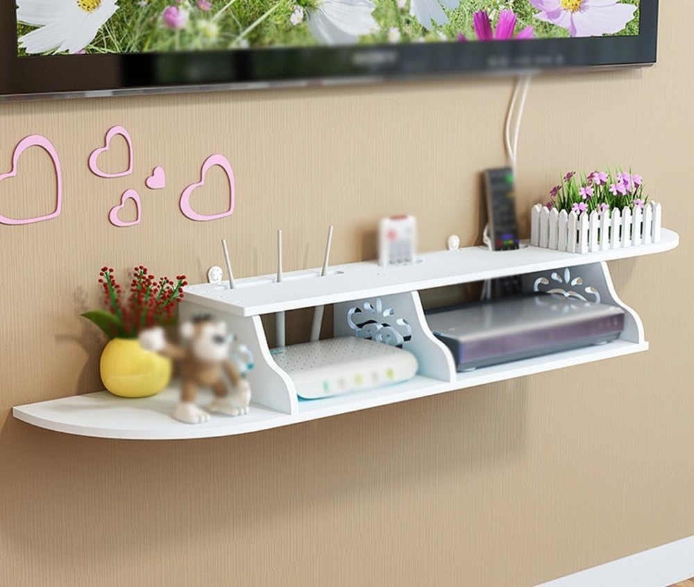 TV Set-top Box Rack/Two Grid Free Punch Shelves/Remote Control Storage Box/Living Room TV Wall Mount/Bedroom Wall-Mounted Shelves/Router partition/Living Room Wall Shelf/(100209cm)