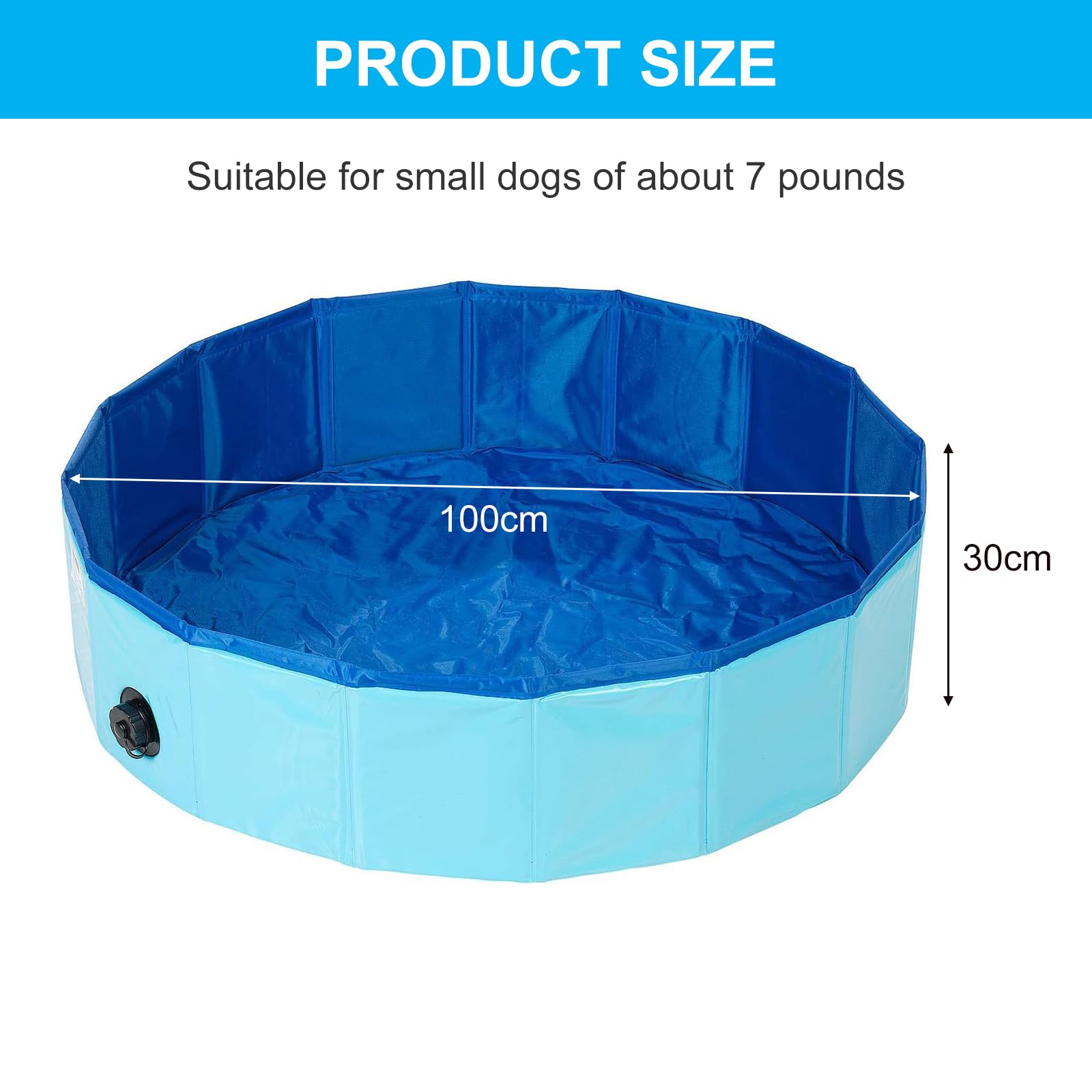 Piscina para Perros, Piscina Plegable, Bañera para Perros, Alberca Resistente para Animales, Bañera Exterior Desmontable, Bañeras Plegable Compatible para Baño Al Aire Libre, 100 x 30CM