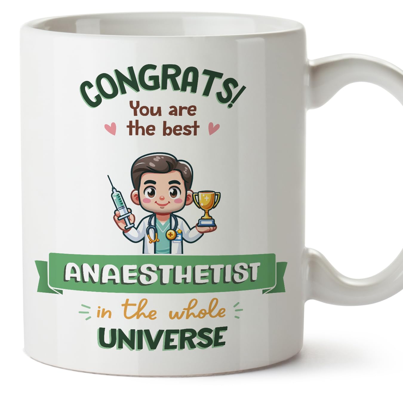 MUGFFINS Anaesthetist Man Mug - in English - Best in Universe Trophy - Funny Gift for Colleagues - Ceramic 11oz Mug
