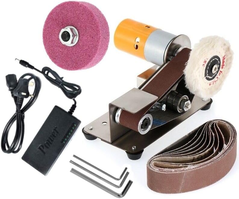 Electric Belt Sander, Mini Belt Grinder with 7-Speed Control, Bench Sander with 330x30mm Sanding Belts and Polishing Wheel
