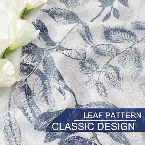 Image of Blue Leaf Light Filtering Window Curtains, 55 inch Wx63 Lx2