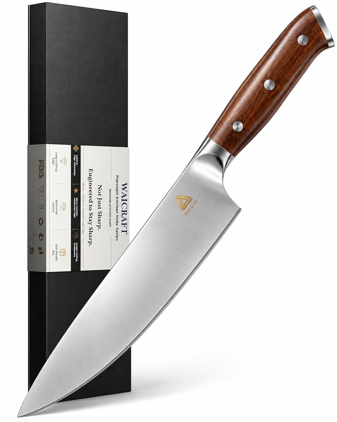 8" Professional Chef Knife, Advanced Edge for Lasting Sharpness