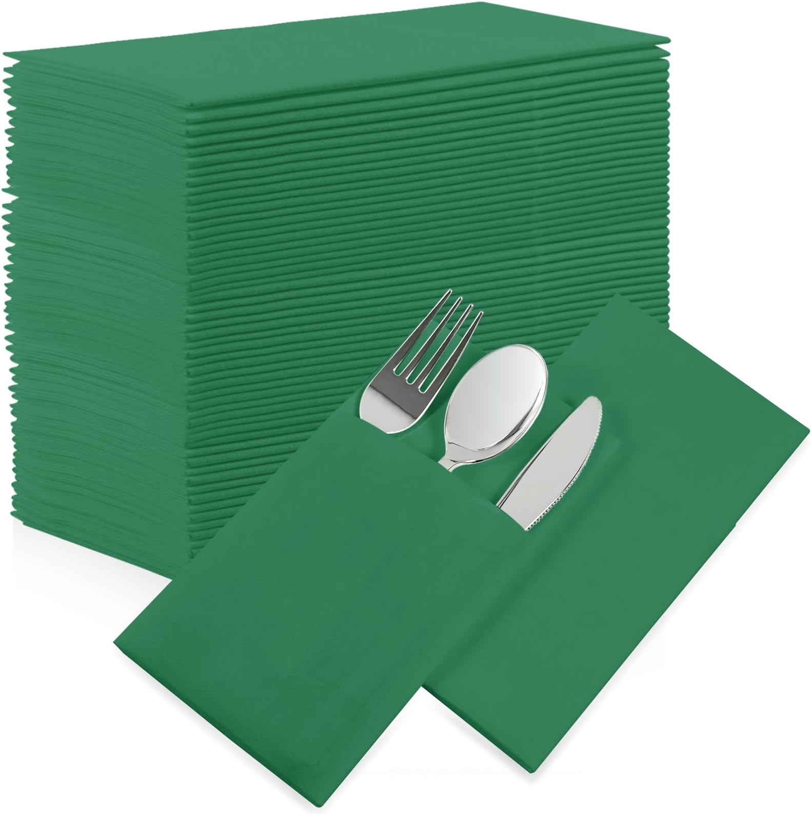 Green Dinner Napkins Disposable 50Pack LinenFeel Paper