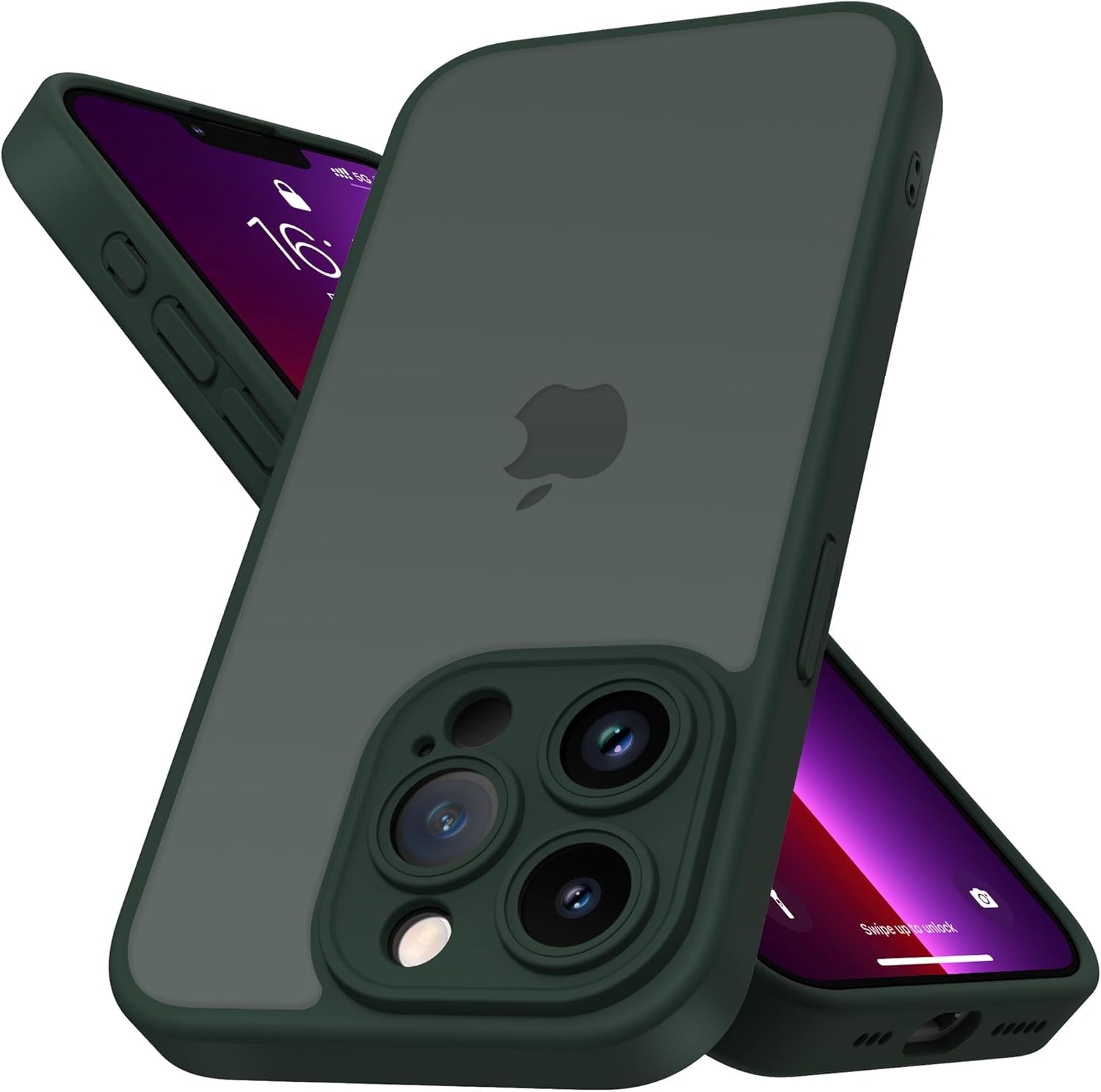 Mootobo für iPhone 15 Pro Max Hülle mit Kameraobjektiv, 10FT Military Grade Drop Protection Handyhülle mit Anti-Fingerprint Matte Back 6.7 Zoll - Deep Green