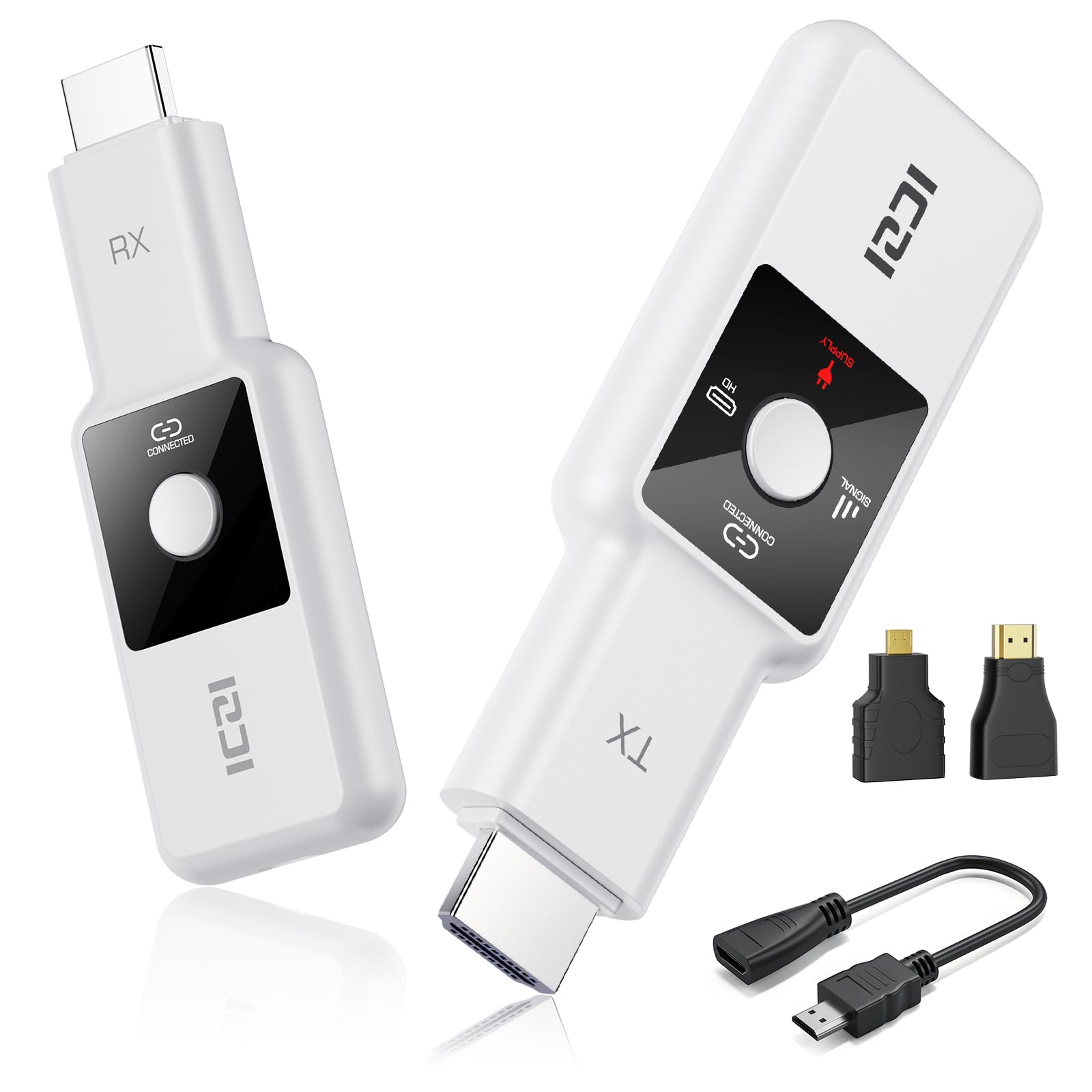 ICZI HDMI Inalámbrico, Transmisor y Receptor, 1080P 60Hz Full HD Baja Latencia, Plug & Play para PC, Portátil, TV y Proyector, para Cine en Casa, Salas de Conferencias y Juegos con Pantalla LED